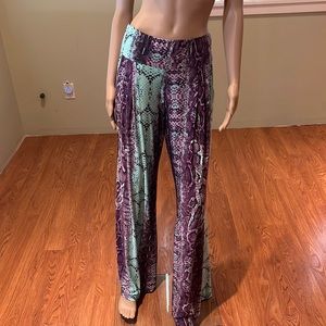 Alidla Purple Teal Black Snakeprint Pattern Pant Legging  Size M
